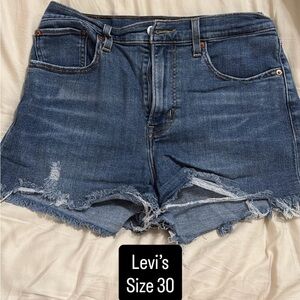 Levi's Blue Distressed Cutoff Jean Shorts